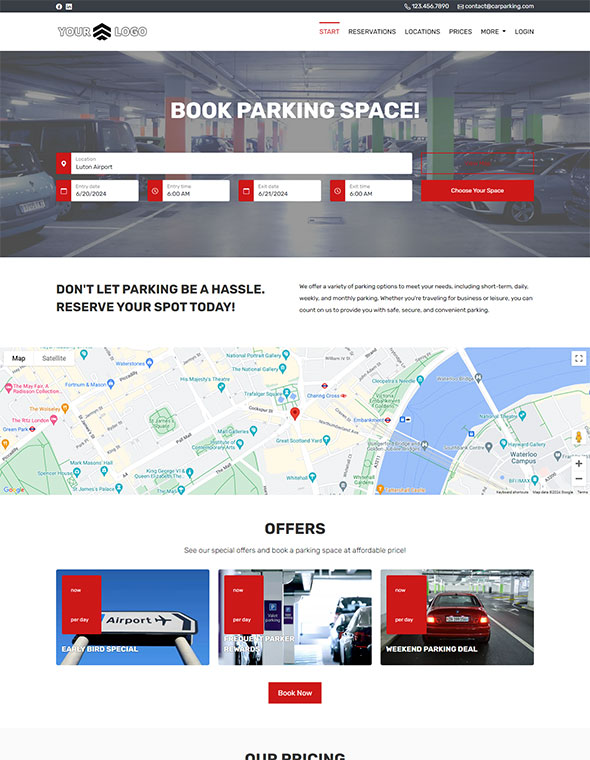 Parking Reservation Software - Website Template #1