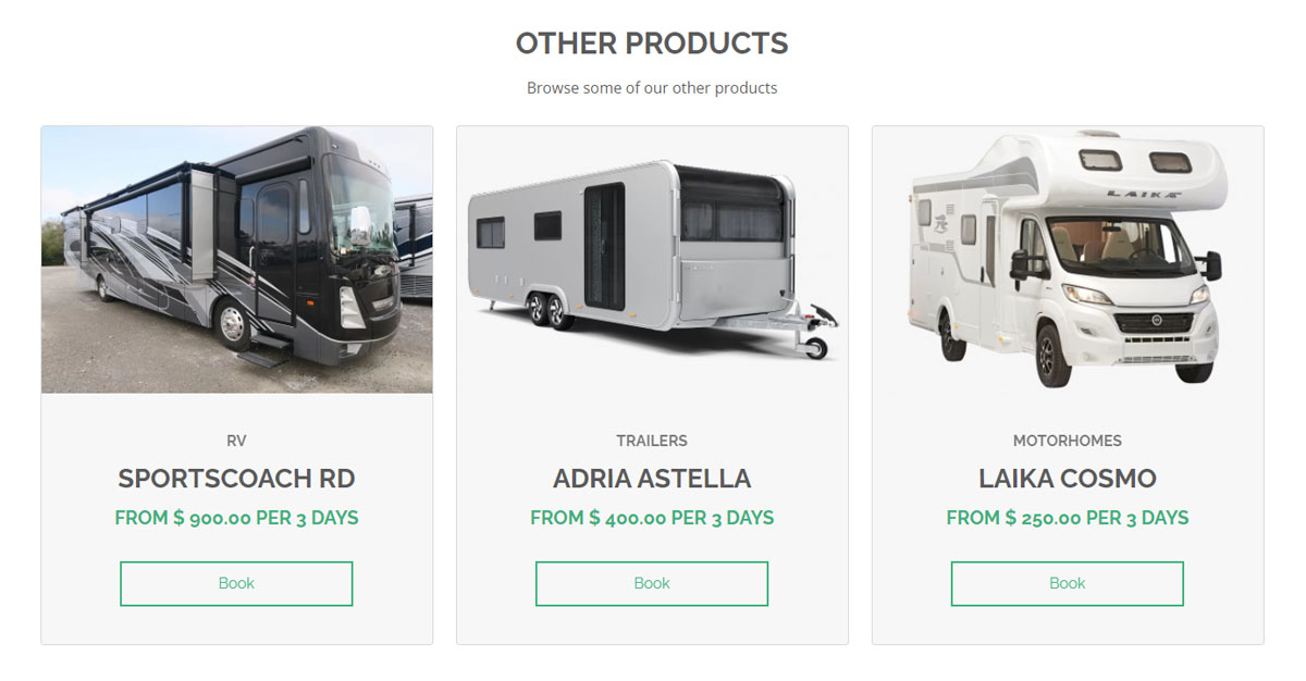Similar products of the caravan and camper website builder