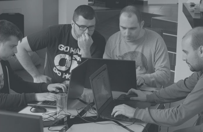 The boys working on a team event