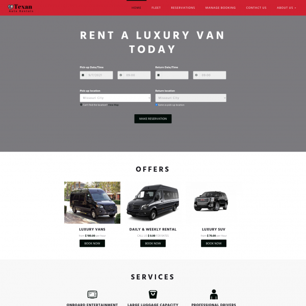 TEXAN AUTO RENTAL Car Rental Website
