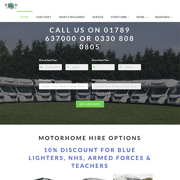 RIVER MOTORHOMES Caravan & Camper Rental Website