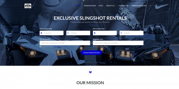 Exclusive Slingshot Rentals Car Rental Website