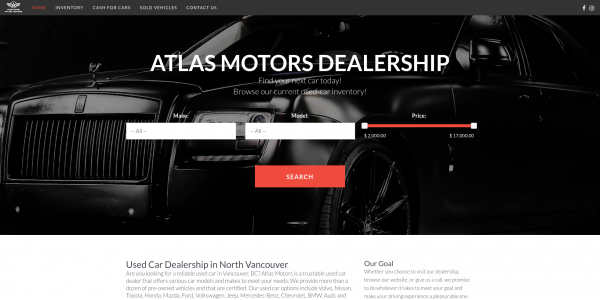 Atlas Motors Car Dealer Website Builder