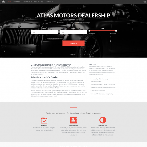 Atlas Motors Car Dealer Website Builder