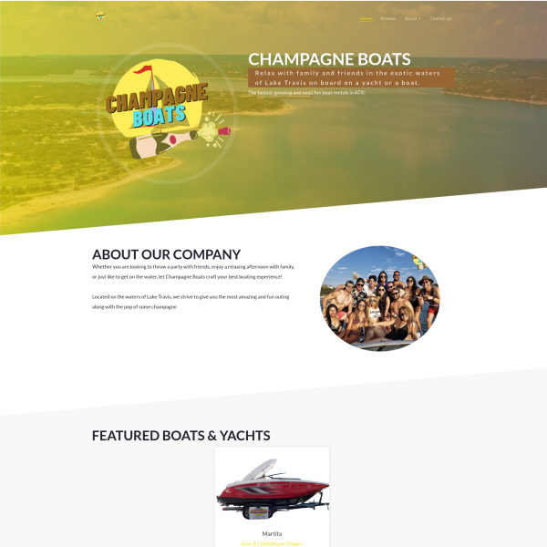 Champagne Boats LLC Yacht Charter Website
