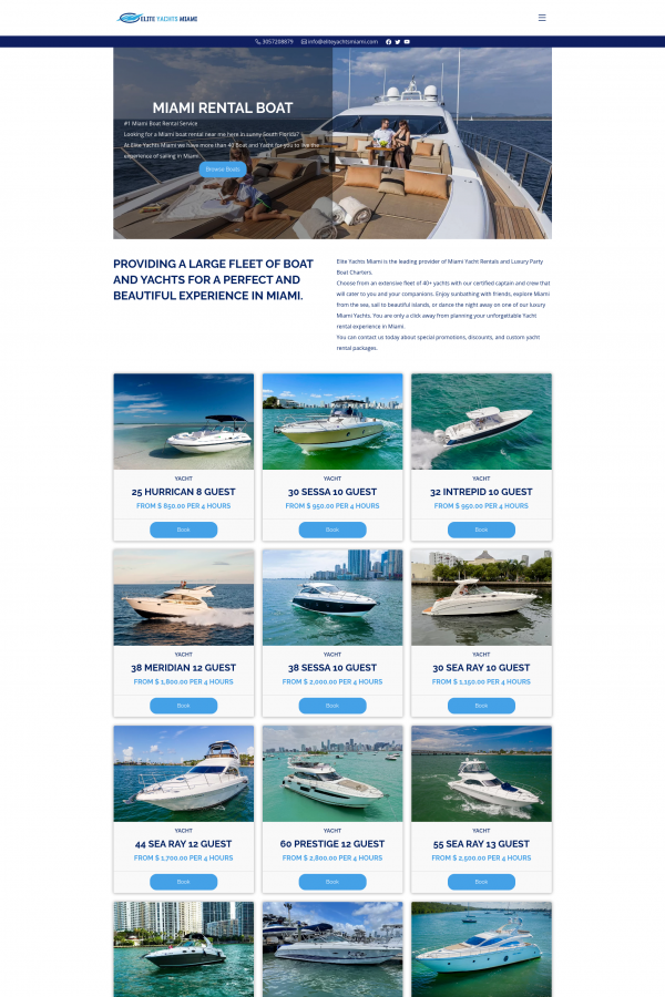 Elite Yachts Miami Boat Rental Software
