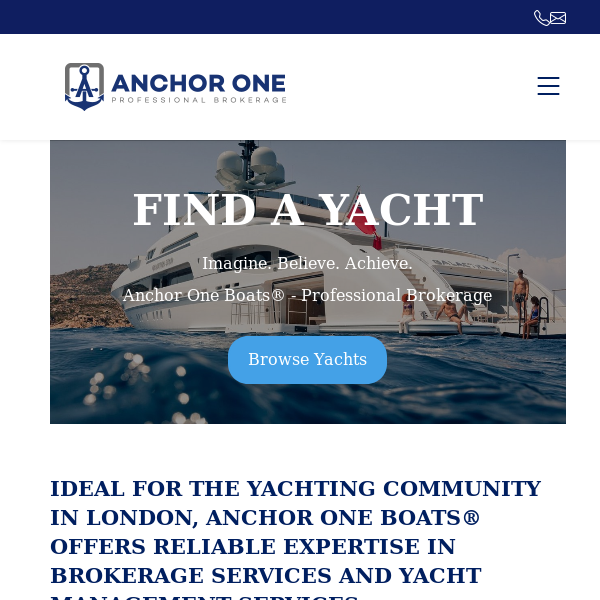 Anchor One Boats Yacht Charter Website