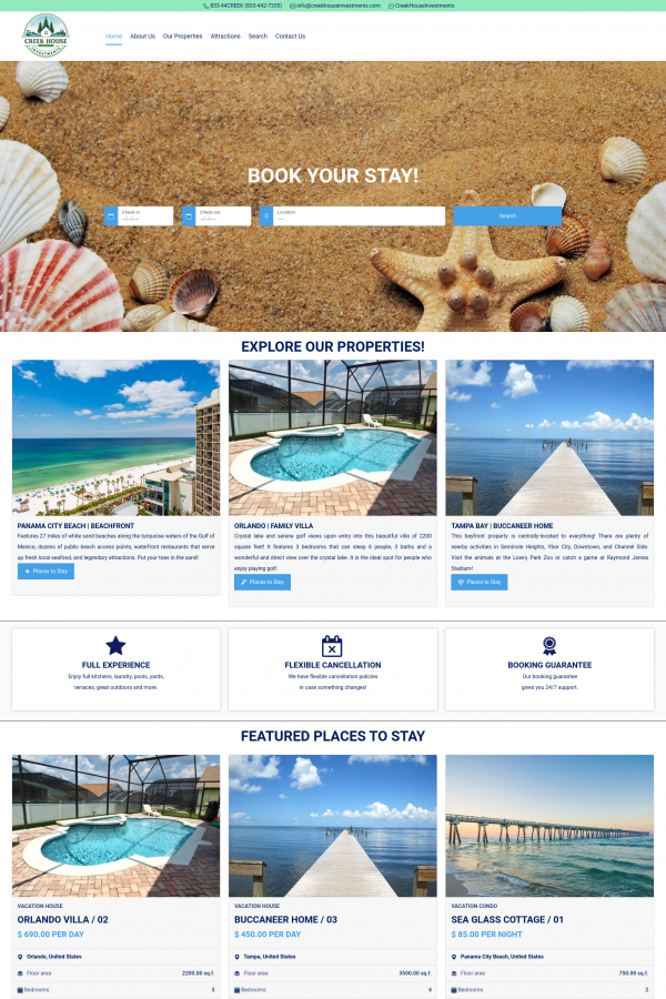 Creek House Investments Vacation Rental Software