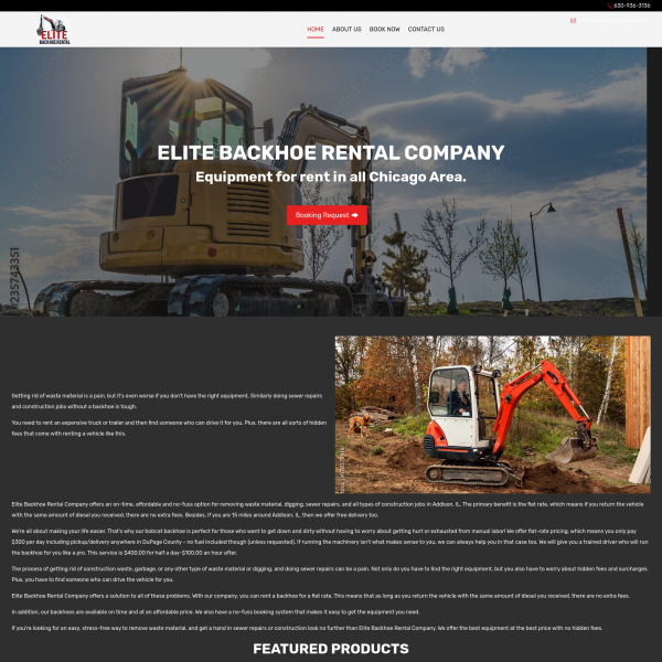 Elite Backhoe Rental Equipment Rental Software