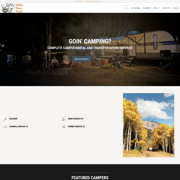 Better than tents Caravan & Camper Rental Website