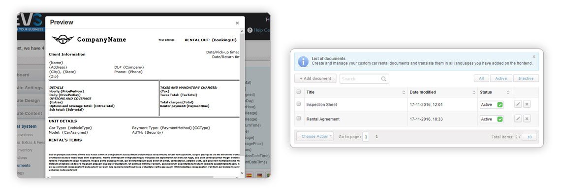Car Rental Website - Documents
