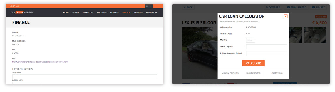 Car Dealer Website - Finance
