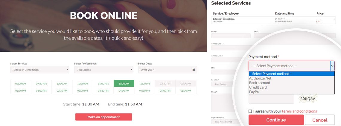 Simple online bookings