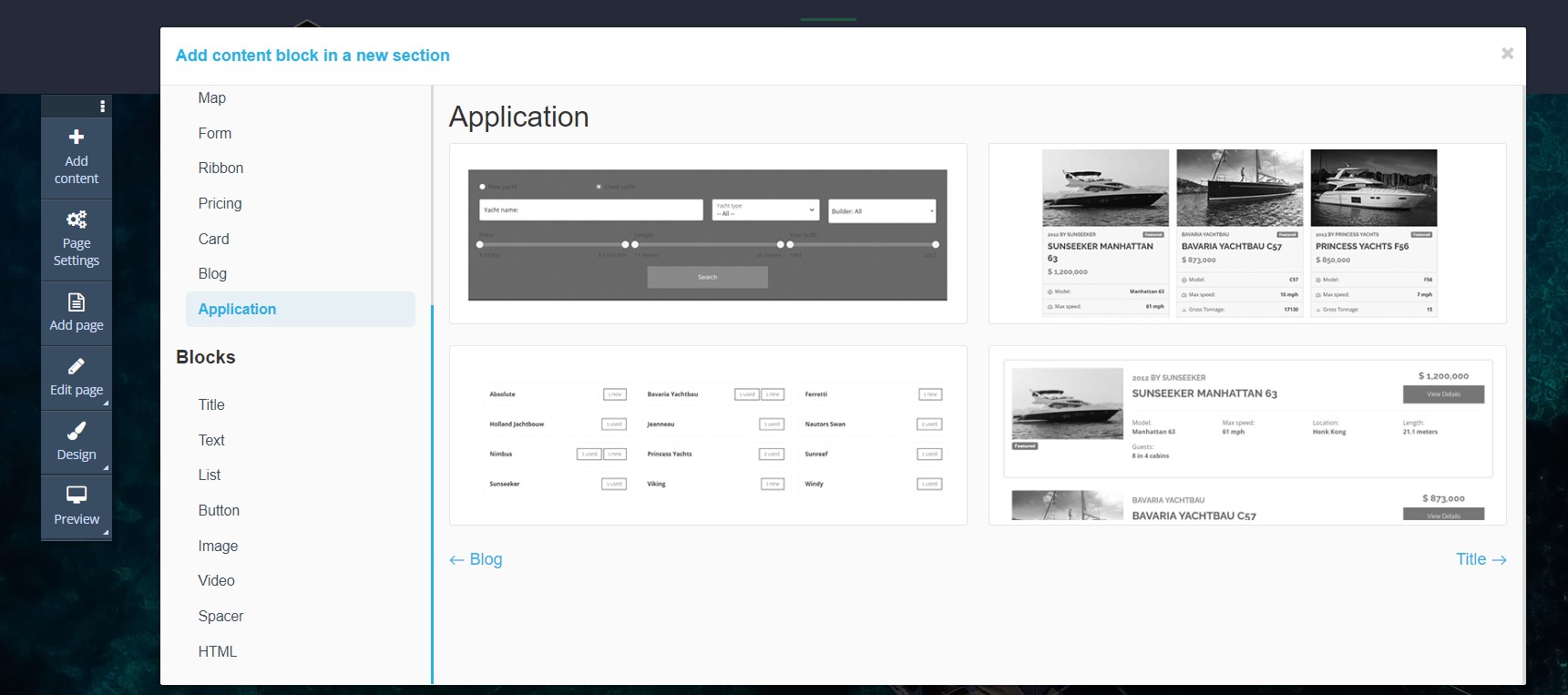 Add a widget showing single yacht or selected yachts