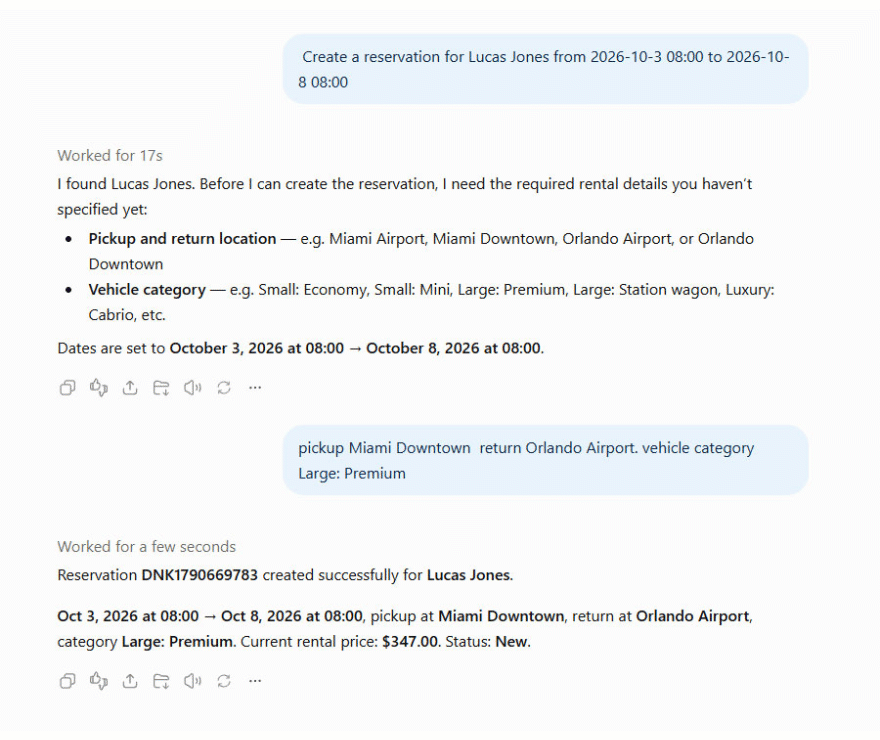 AI Assistant chat screenshot