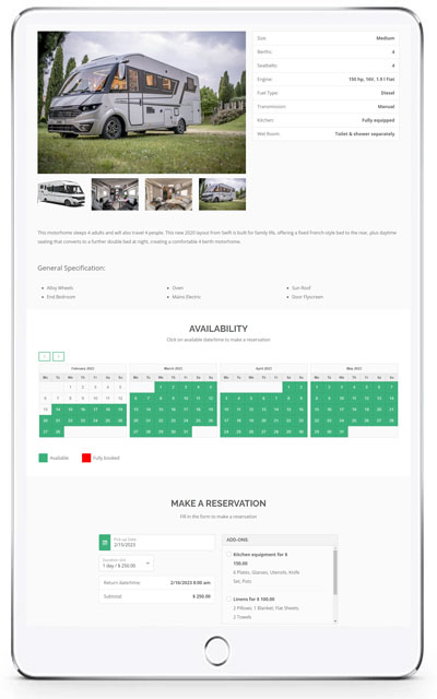 Caravan & RV Rental Software Features