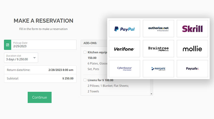 Online bookings and payments