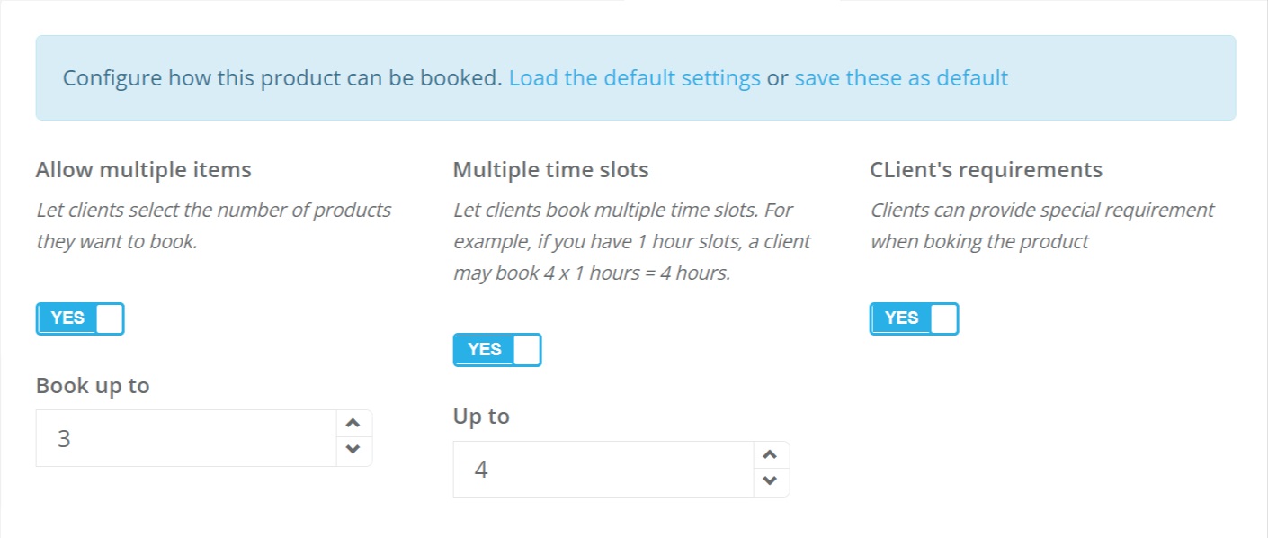 VEVS Equipment Rental Software product settings