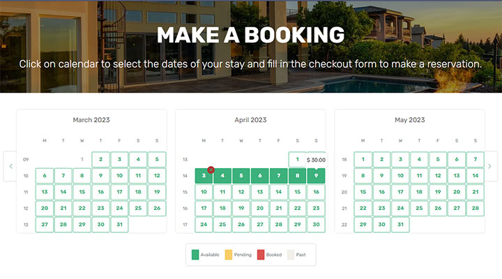 Availability Booking Calendar