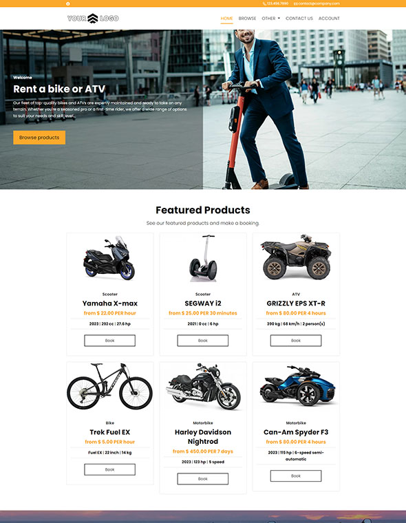 Bike & ATV Rental Website Template #5
