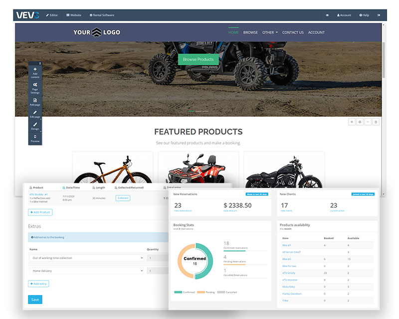 VEVS ATV & Bike Rental Software & Website
