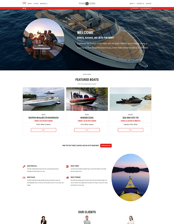 Boat Rental Software - Website Template #3