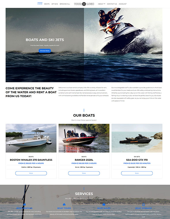 Boat Rental Software - Website Template #4