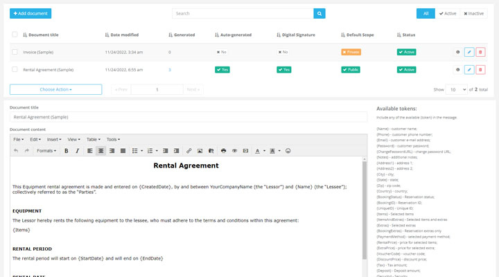 Set up contracts and documents