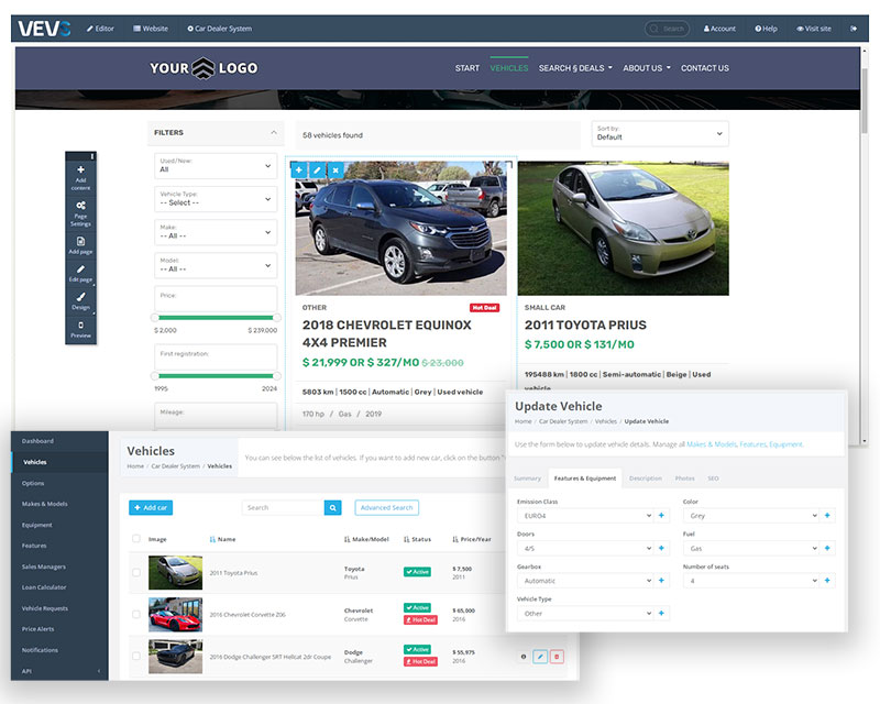 VEVS Car Dealer Website Builder