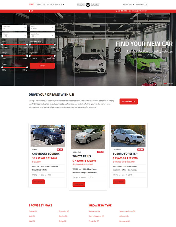 Car Dealer Website Builder - Template #3
