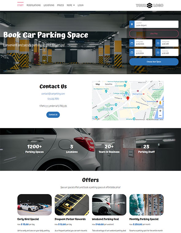 Parking Reservation Software - Website Template #2