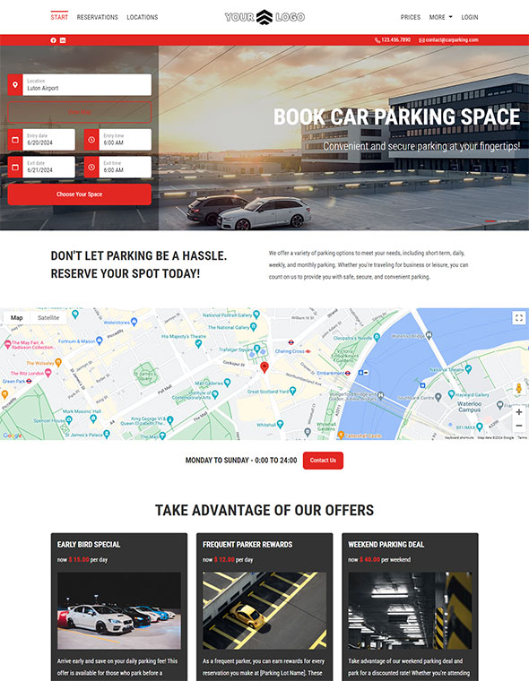 Parking Reservation Software - Website Template #3