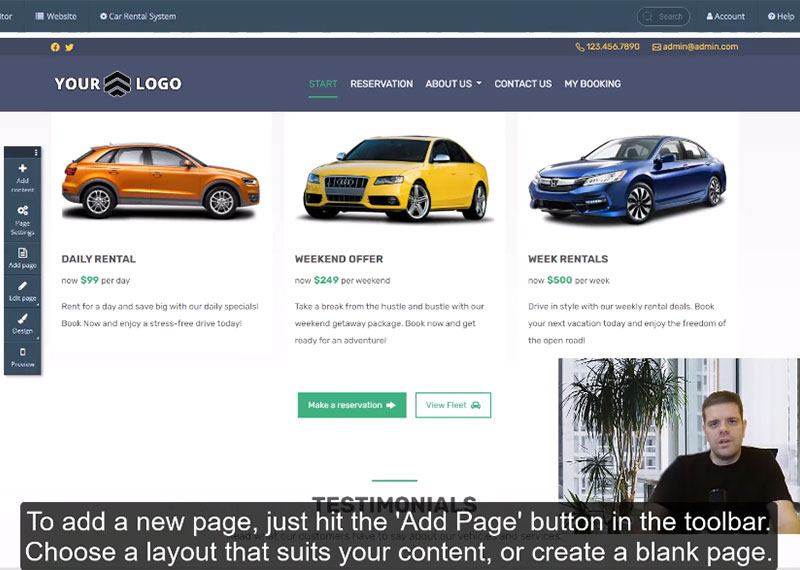 Car Rental Website Builder Video