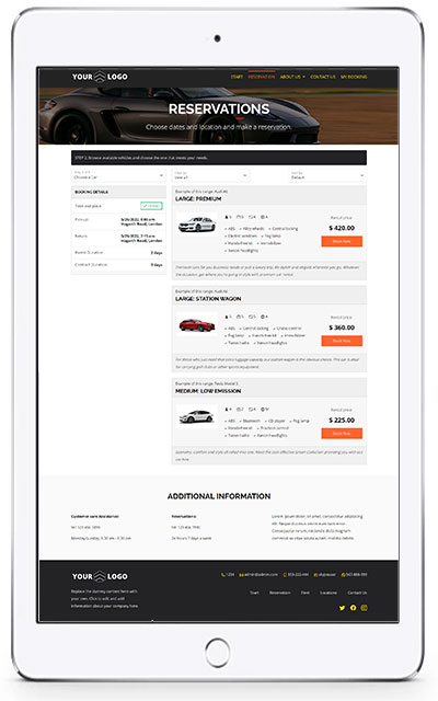 Car Rental Website Features