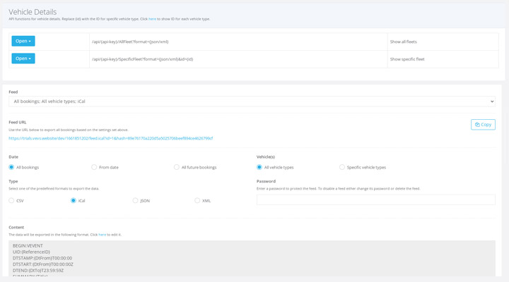 Create API & Export reservations
