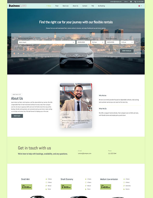 Car rental website template 10