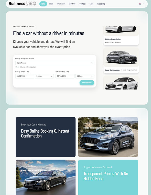 Car rental website template 4