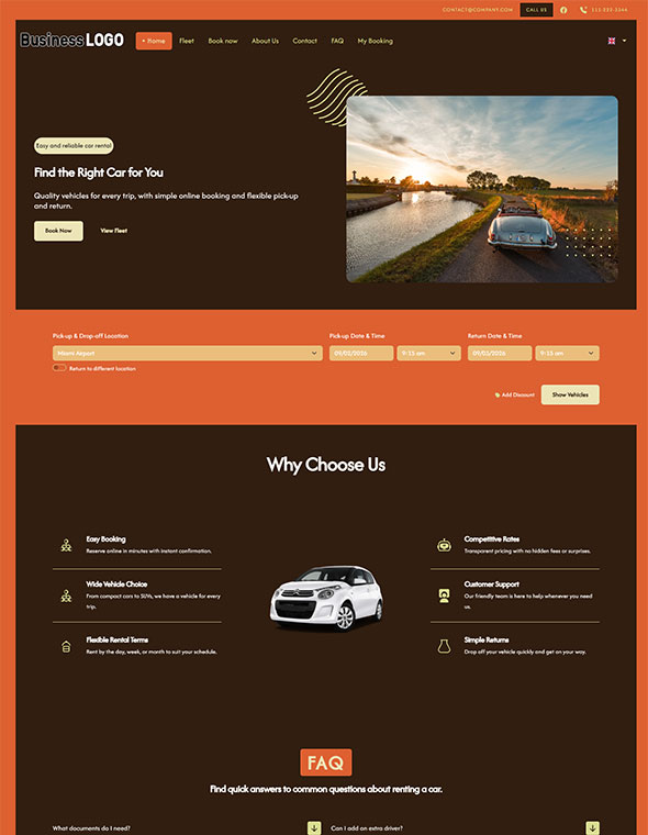 Car rental website template 5