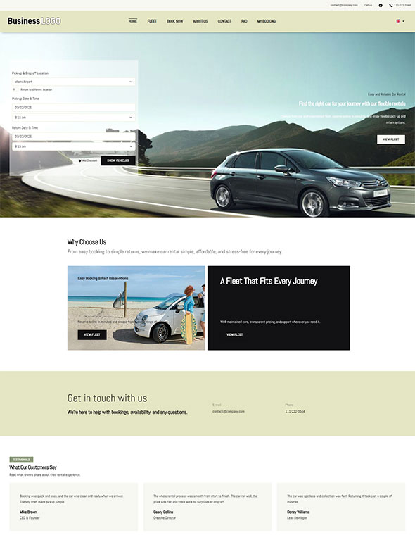 Car rental website template 9