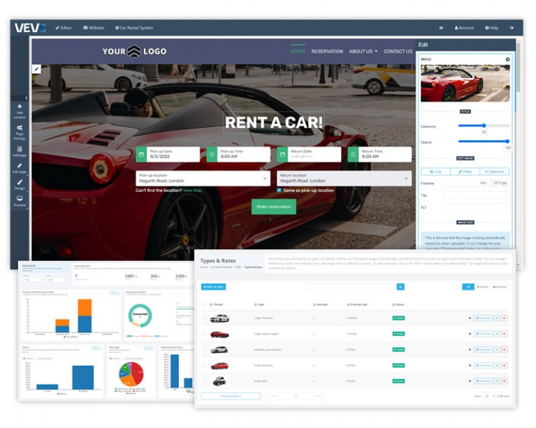 VEVS Car Rental site Builder