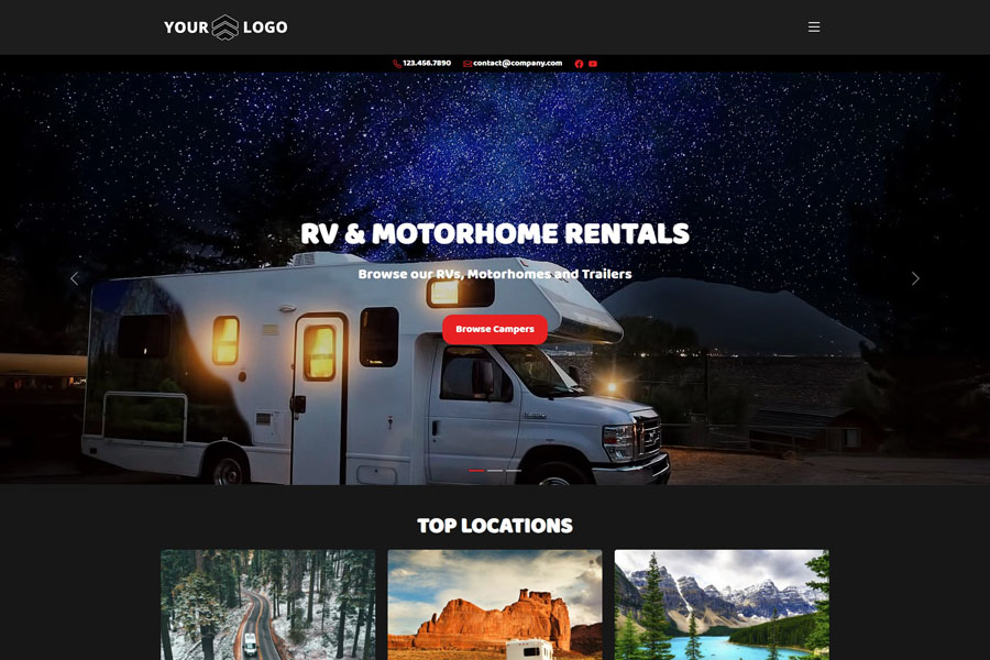 Camper Website Home Ppage