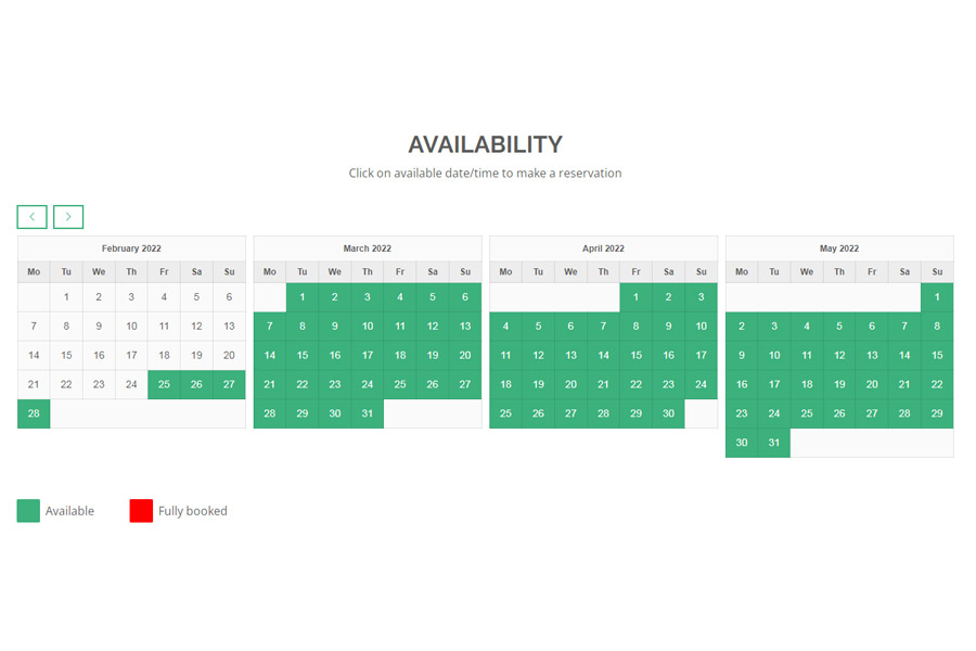 Camper availability calendar