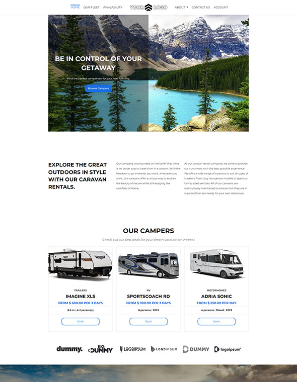 Caravan & Camper Rental Website Template #4