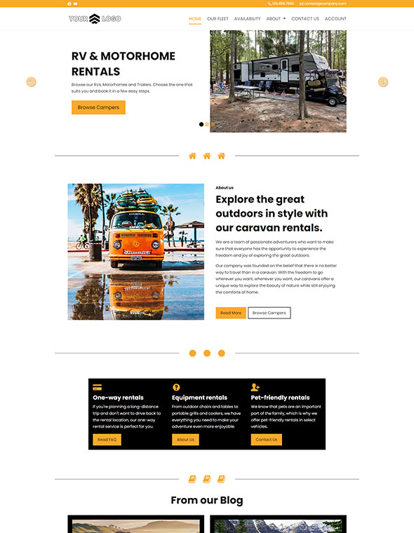 Caravan & RV Rental Software - Website Template #5