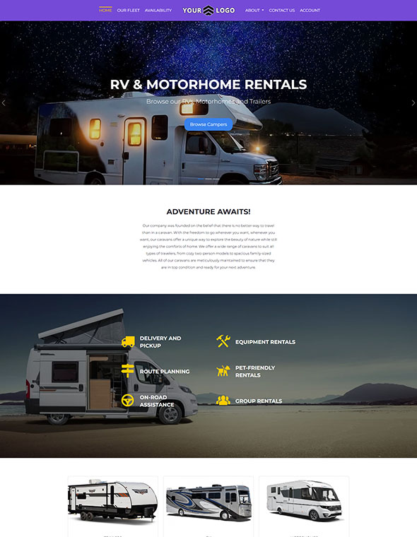 Caravan & RV Rental Software - Website Template #9