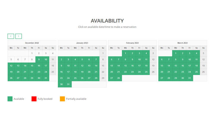 Display availability calendar