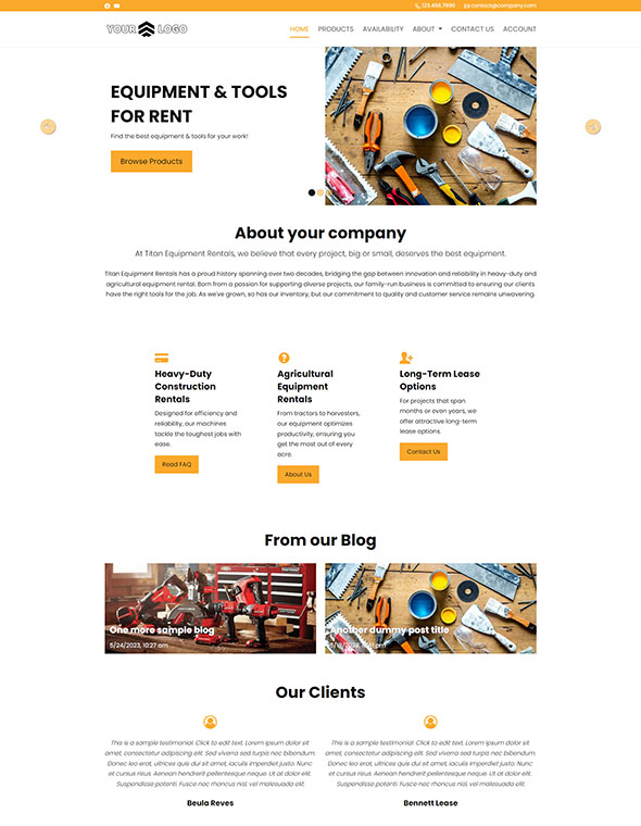 Equipment Rental Software - Website Template #5