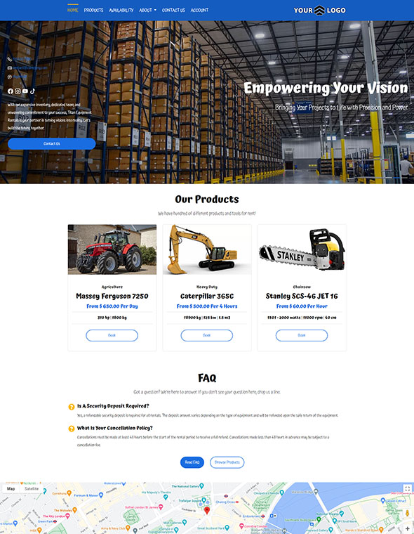 Equipment Rental Software - Website Template #7