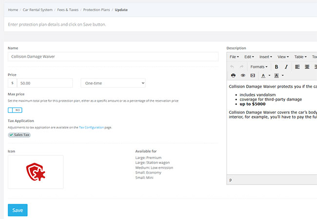 Configure protection and insurance packages