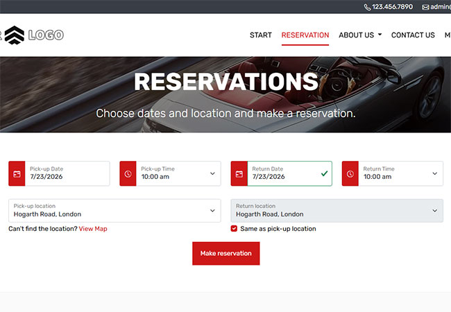 Start with pickup, return and schedule details